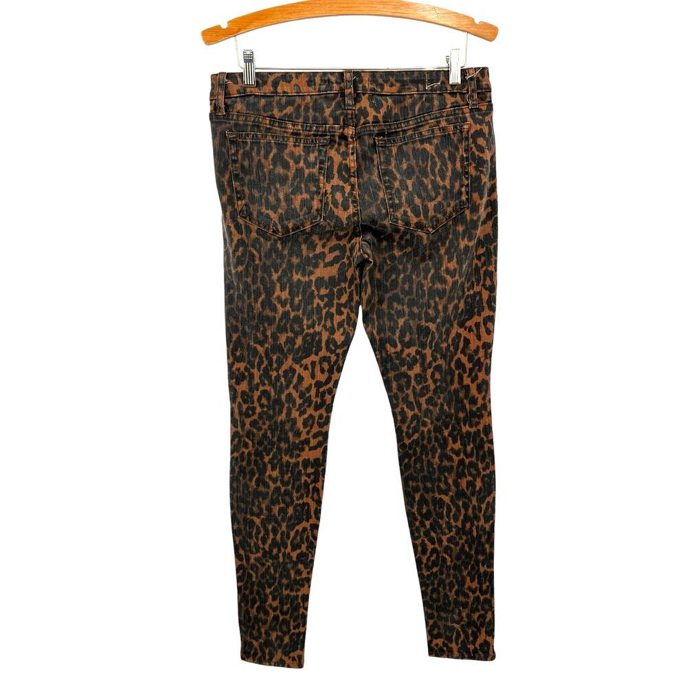Leopard Print Skinny Jeans - Brown/Black - Picture 3 of 8